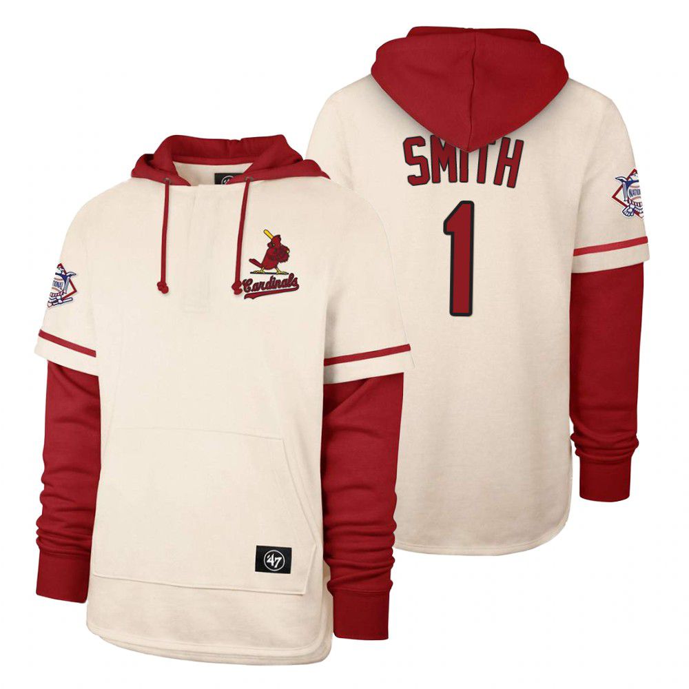 Men St.Louis Cardinals #1 Smith Cream 2021 Pullover Hoodie MLB Jersey
